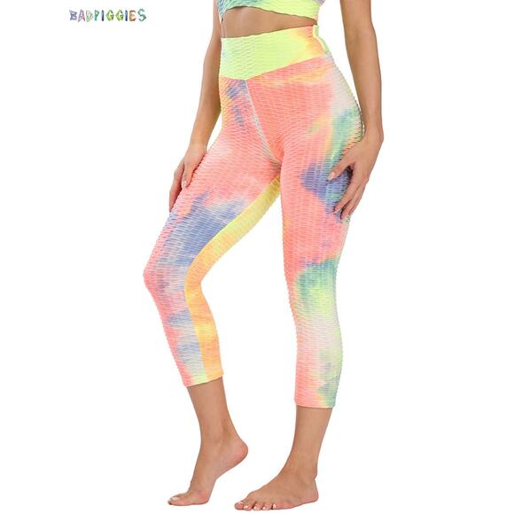 Embrace Yourself Tie Dye Scrunched Ruched Tik Tok Leggings Women's Size Large - Picture 1 of 5